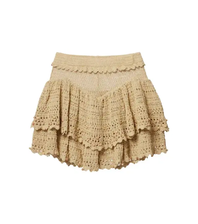 Olzea beaded crochet cotton-blend shorts