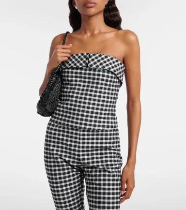 Posse Chiara gingham cotton-blend tube top | Thumbnail 2