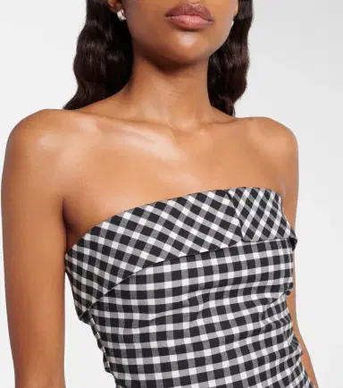 Posse Chiara gingham cotton-blend tube top | Thumbnail 3