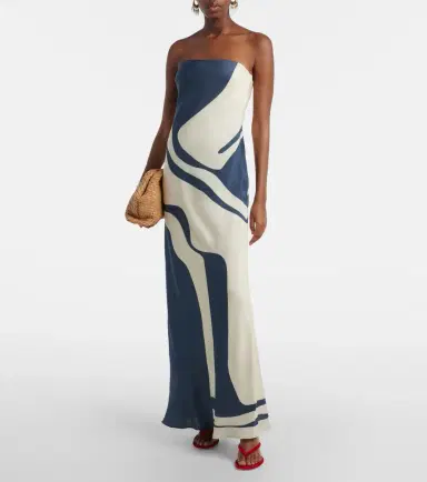 SIR. Lilou strapless silk maxi dress | Thumbnail 3