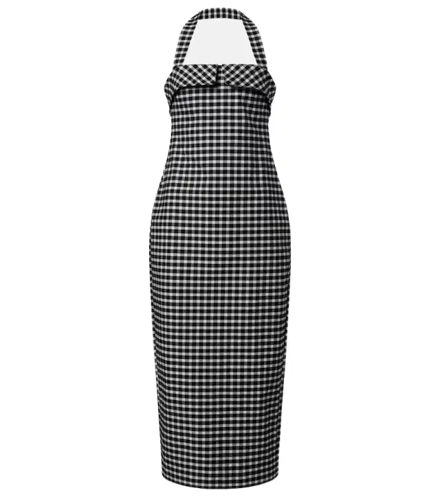Chiara gingham cotton-blend midi dress