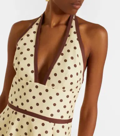 Posse Bowie polka-dot linen and cotton midi dress | Thumbnail 3