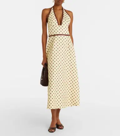 Posse Bowie polka-dot linen and cotton midi dress | Thumbnail 5