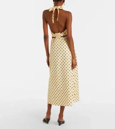Posse Bowie polka-dot linen and cotton midi dress | Thumbnail 6