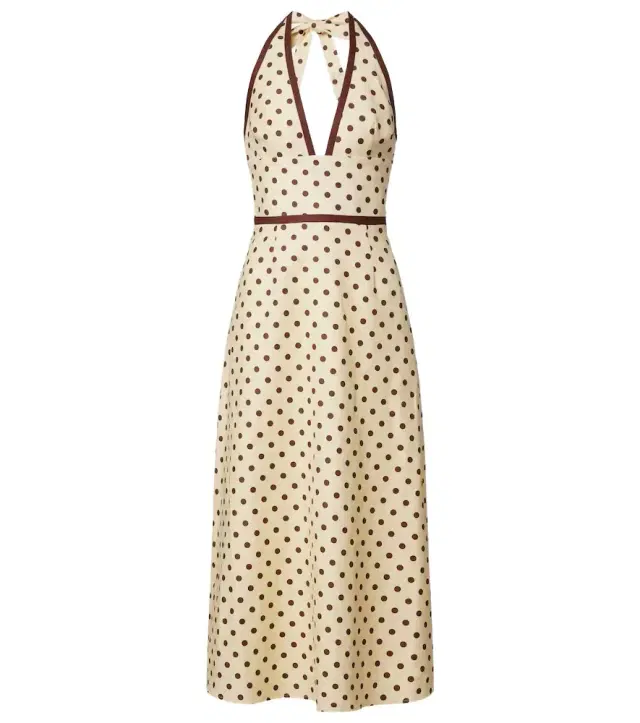 Posse Bowie polka-dot linen and cotton midi dress