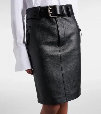Saint Laurent Belted leather pencil skirt | Thumbnail 4