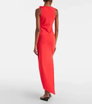 Coperni Floral-appliqué asymmetric jersey maxi dress | Thumbnail 2