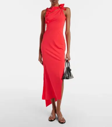 Coperni Floral-appliqué asymmetric jersey maxi dress | Thumbnail 3