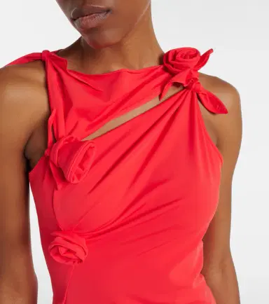 Coperni Floral-appliqué asymmetric jersey maxi dress | Thumbnail 4