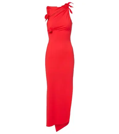 Coperni Floral-appliqué asymmetric jersey maxi dress | Thumbnail 1