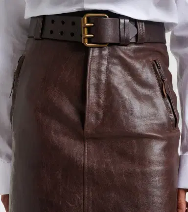 Saint Laurent Belted leather pencil skirt | Thumbnail 3