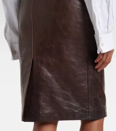 Saint Laurent Belted leather pencil skirt | Thumbnail 6
