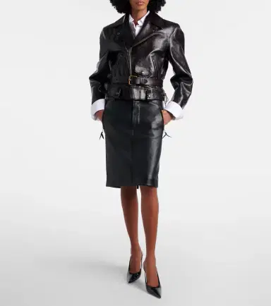 Saint Laurent Belted leather biker jacket | Thumbnail 2 Saint Laurent Belted leather biker jacket | Thumbnail 2