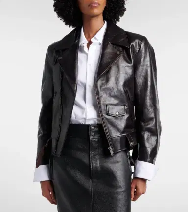 Saint Laurent Belted leather biker jacket | Thumbnail 7 Saint Laurent Belted leather biker jacket | Thumbnail 7