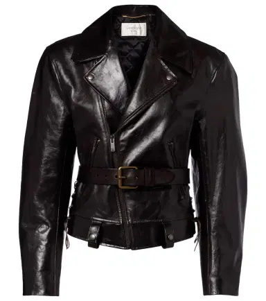 Saint Laurent Belted leather biker jacket | Thumbnail 1 Saint Laurent Belted leather biker jacket | Thumbnail 1