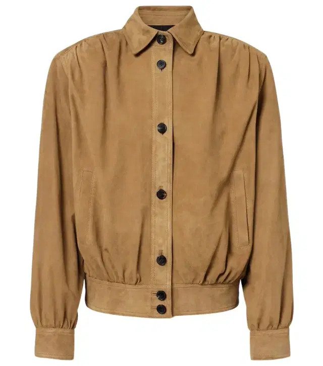 Gathered suede jacket