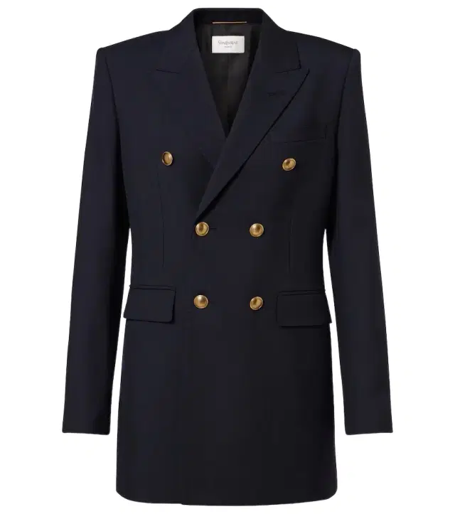 Double-breasted wool gabardine blazer