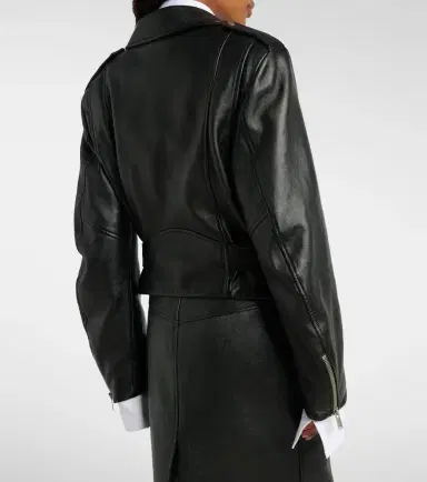 Saint Laurent Cropped leather biker jacket | Thumbnail 3 Saint Laurent Cropped leather biker jacket | Thumbnail 3