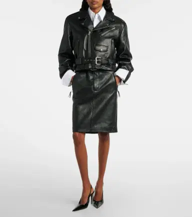 Saint Laurent Cropped leather biker jacket | Thumbnail 5 Saint Laurent Cropped leather biker jacket | Thumbnail 5
