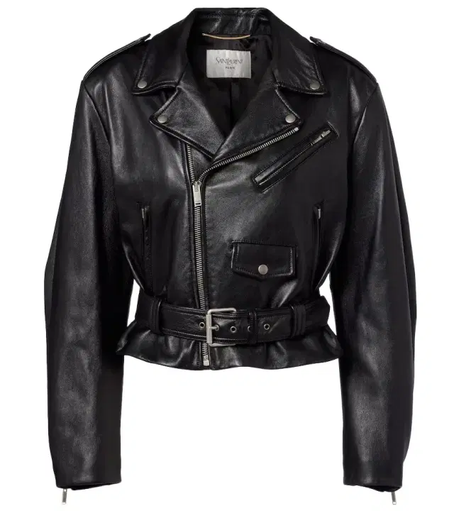 Saint Laurent Cropped leather biker jacket
