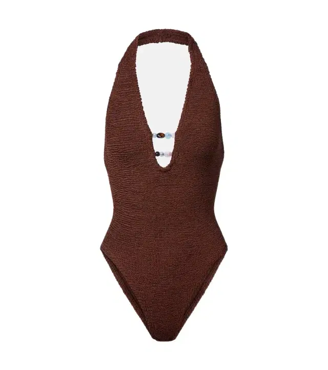 Adriana embellished halterneck swimsuit