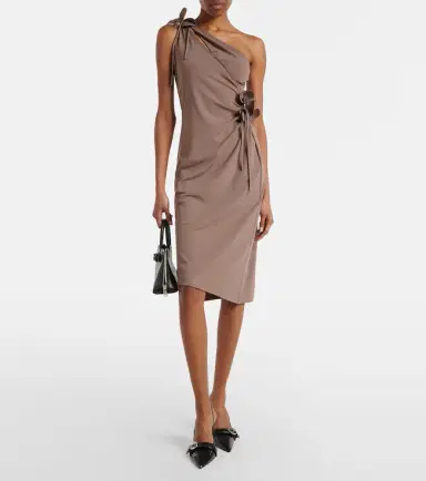 Coperni Floral-appliqué one-shoulder jersey cocktail dress | Thumbnail 5