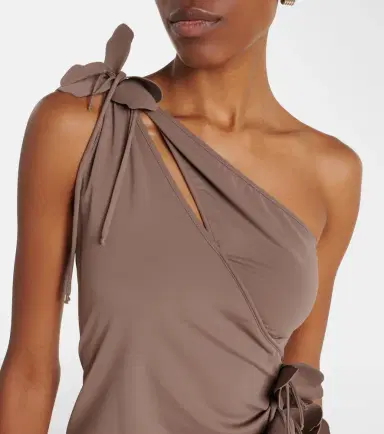 Coperni Floral-appliqué one-shoulder jersey cocktail dress | Thumbnail 7