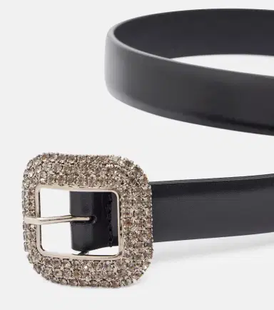 Saint Laurent Crystal-embellished leather belt | Thumbnail 2