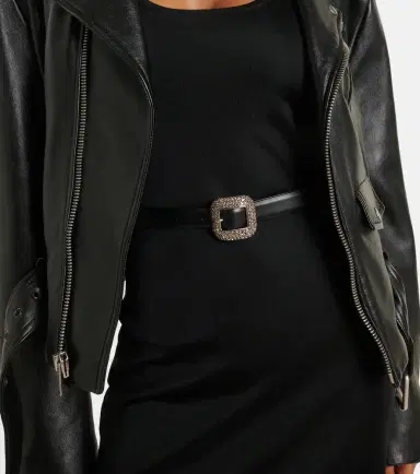 Saint Laurent Crystal-embellished leather belt | Thumbnail 3