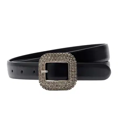 Saint Laurent Crystal-embellished leather belt | Thumbnail 1