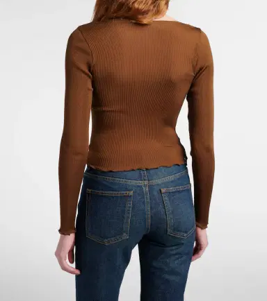 Saint Laurent Lace-trimmed ribbed-knit silk jersey top | Thumbnail 3 Saint Laurent Lace-trimmed ribbed-knit silk jersey top | Thumbnail 3