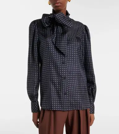Saint Laurent Printed tie-neck silk crêpe de chine blouse | Thumbnail 2