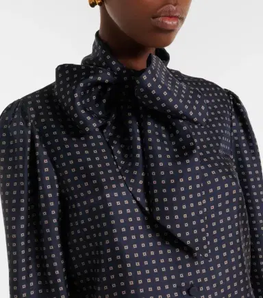 Saint Laurent Printed tie-neck silk crêpe de chine blouse | Thumbnail 5