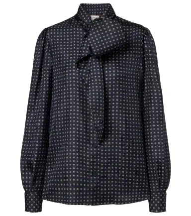 Saint Laurent Printed tie-neck silk crêpe de chine blouse | Thumbnail 1