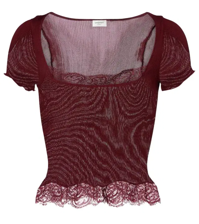 Saint Laurent Scalloped silk satin top