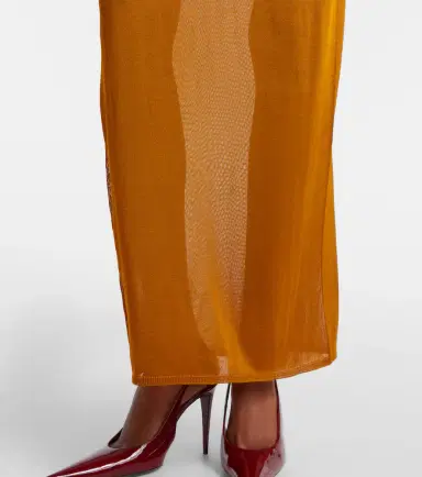 Saint Laurent Knitted semi-sheer maxi dress | Thumbnail 4