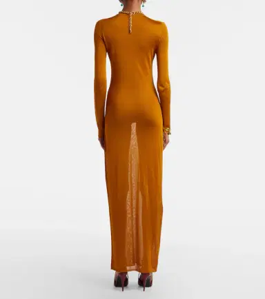 Saint Laurent Knitted semi-sheer maxi dress | Thumbnail 5