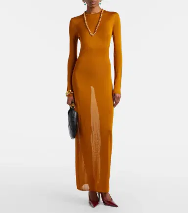 Saint Laurent Knitted semi-sheer maxi dress | Thumbnail 6