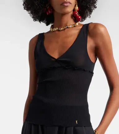 Saint Laurent Scalloped silk satin top | Thumbnail 4