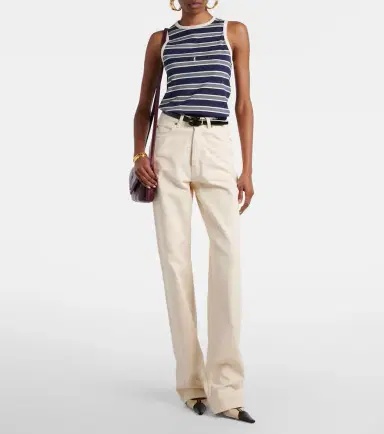 Saint Laurent Cassandre striped cotton jersey tank top | Thumbnail 2