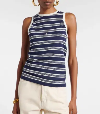 Saint Laurent Cassandre striped cotton jersey tank top | Thumbnail 3