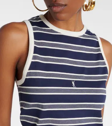Saint Laurent Cassandre striped cotton jersey tank top | Thumbnail 5