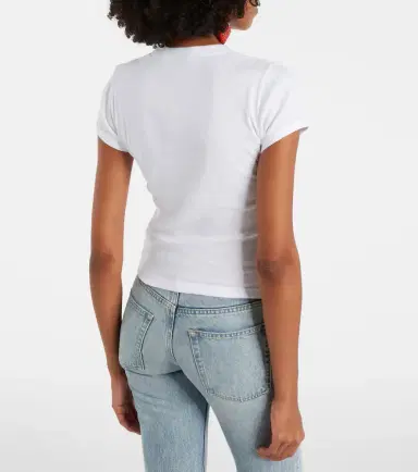 Saint Laurent Cassandre ribbed-knit cotton jersey T-shirt | Thumbnail 3 Saint Laurent Cassandre ribbed-knit cotton jersey T-shirt | Thumbnail 3