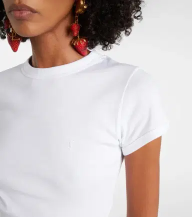 Saint Laurent Cassandre ribbed-knit cotton jersey T-shirt | Thumbnail 5 Saint Laurent Cassandre ribbed-knit cotton jersey T-shirt | Thumbnail 5