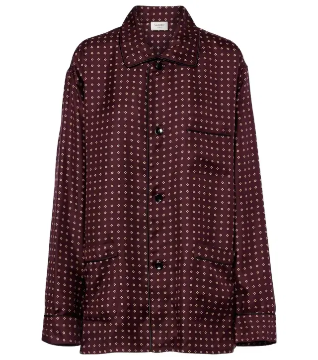 Saint Laurent Printed silk satin pajama shirt