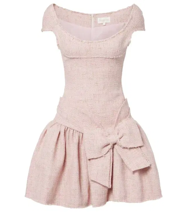 Shushu/Tong Bow-detail distressed tweed minidress