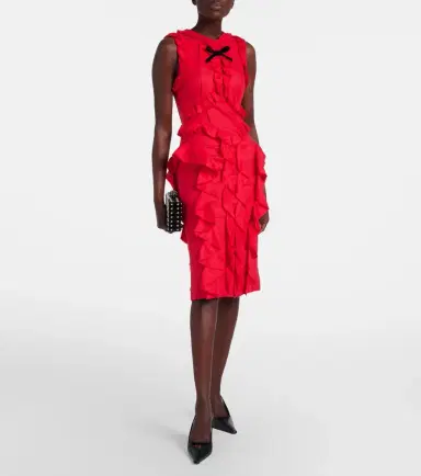 SHUSHU/TONG Bow-detail ruffled linen midi dress | Thumbnail 3 SHUSHU/TONG Bow-detail ruffled linen midi dress | Thumbnail 3