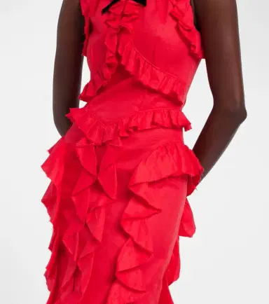 SHUSHU/TONG Bow-detail ruffled linen midi dress | Thumbnail 4 SHUSHU/TONG Bow-detail ruffled linen midi dress | Thumbnail 4