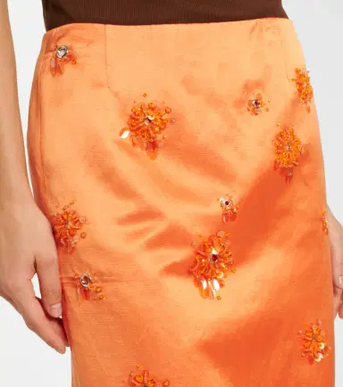 SHUSHU/TONG Embellished linen and silk slip skirt | Thumbnail 2