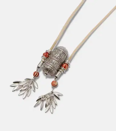 Isabel Marant Janis beaded leather-trimmed pendant necklace | Thumbnail 3